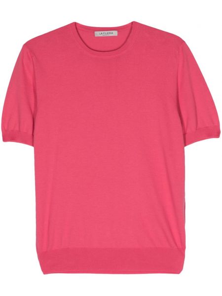 Βαμβακερή μπλούζα με στρογγυλή λαιμόκοψη Fileria ροζ