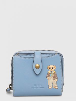Usnjena denarnica Polo Ralph Lauren modra