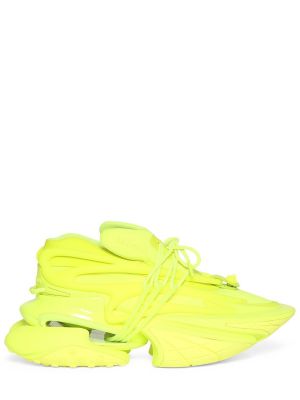 Sneakersy neoprenowe skórzane Balmain żółte