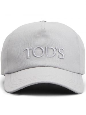 Haftowana czapka z daszkiem bawełniana Tod's szara