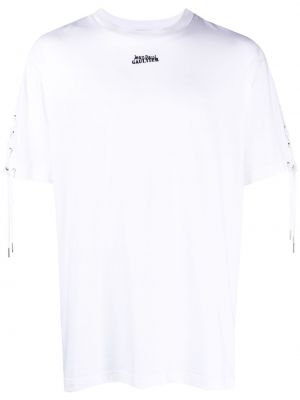 Krajkové bavlněné šněrovací tričko Jean Paul Gaultier bílé