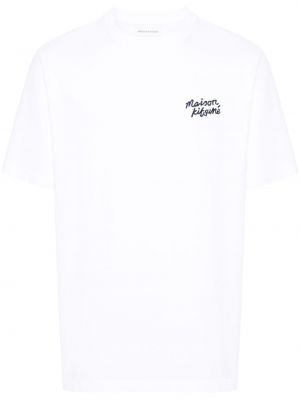 Bavlněné tričko s výšivkou Maison Kitsuné bílé