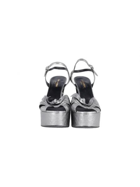 Sandalias de cuero retro Yves Saint Laurent Vintage plateado