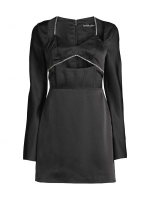 Бархатное атласное платье мини Lavish Alice черное