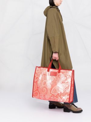 Nákupná taška s potlačou s paisley vzorom Etro oranžová