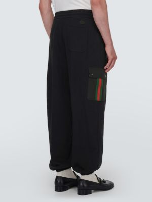 Pantaloni cargo di cotone in jersey Gucci nero