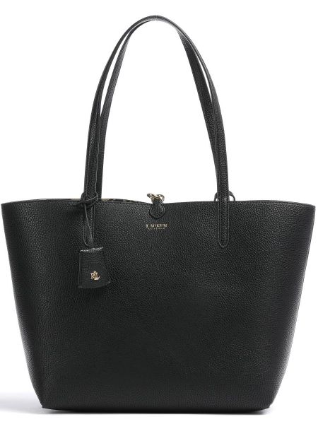 Кожаная сумка шоппер из искусственной кожи Lauren Ralph Lauren черная