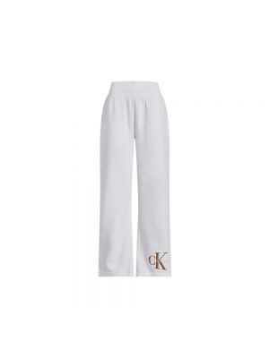 Spodnie sportowe bawełniane chunky Calvin Klein Jeans białe