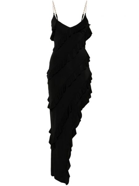 Dlouhé šaty s volánmi Nissa čierna