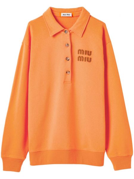 Poloshirt med broderier Miu Miu orange