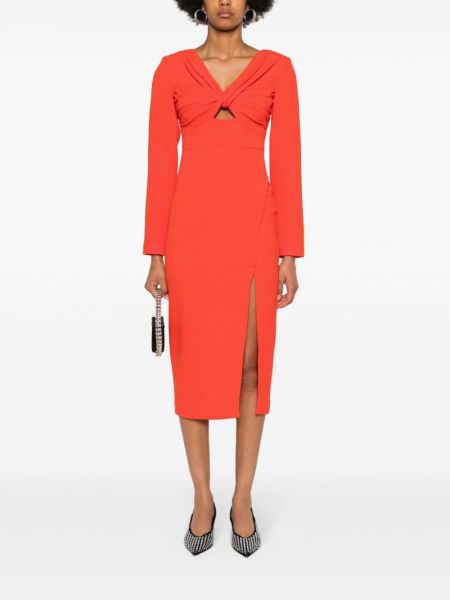 Sukienka midi z krepy Self-portrait pomarańczowa