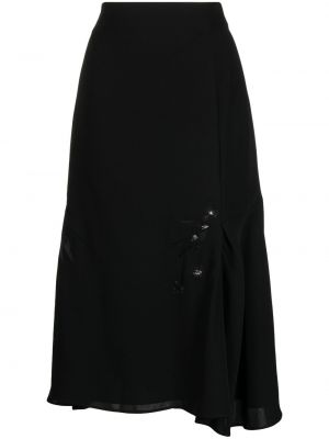 Hodvábna midi sukňa s výšivkou Shiatzy Chen čierna