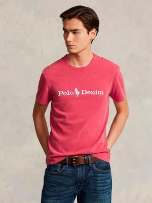 Camiseta de algodón con estampado Polo Denim Ralph Lauren rojo