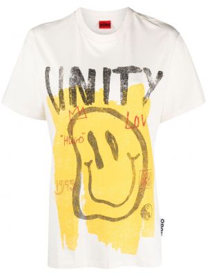 T-shirt con stampa Hugo bianco