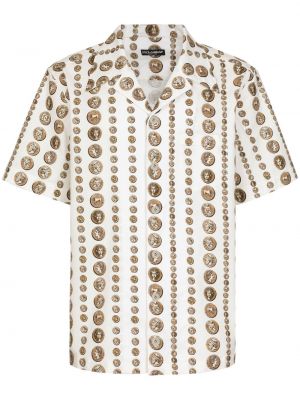 Bavlněná košile s potiskem Dolce & Gabbana bílá