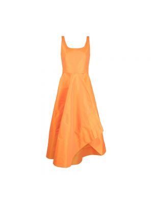 Pomarańczowa sukienka midi bez rękawów Alexander Mcqueen