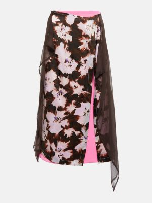 Svilena midi suknja s cvjetnim printom Dries Van Noten