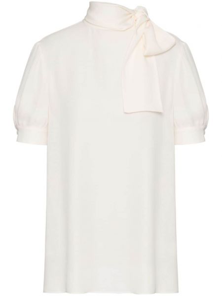 Копринена блуза с панделка Valentino Garavani бяло