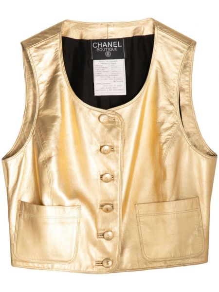 Débardeur en cuir Chanel Pre-owned doré