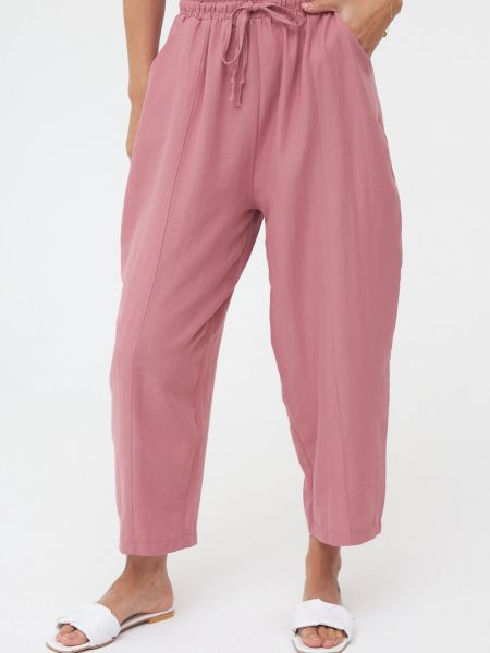 Kalhoty relaxed fit Laluvia růžové