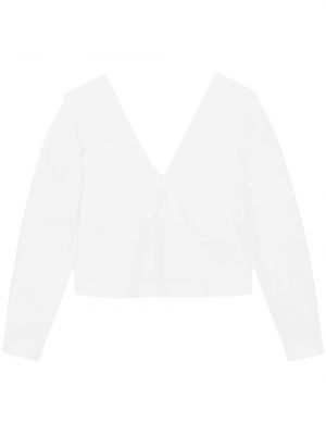 Βαμβακερή μπλούζα Ganni λευκό