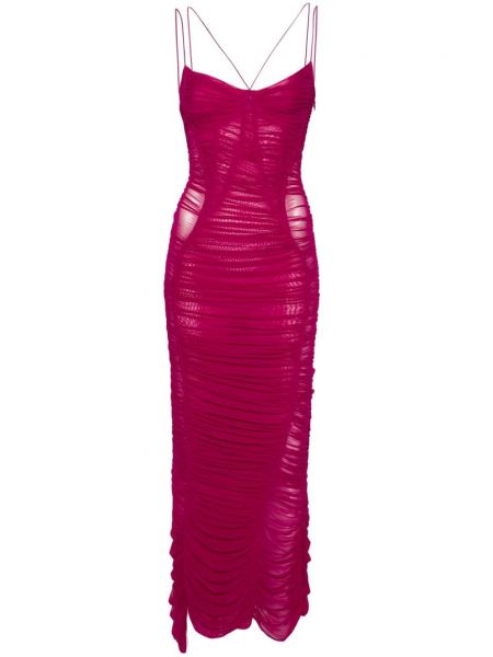 Koktejlkové šaty so sieťovinou Mugler fialová