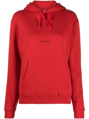 Pamučna hoodie s kapuljačom s printom Saint Laurent Pre-owned crvena