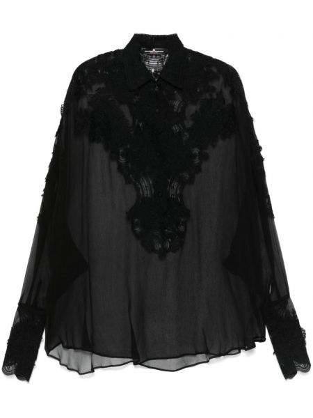 Krave bluse med blonder Ermanno Scervino sort