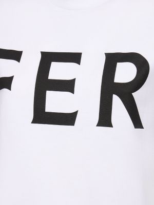 Βαμβακερή μπλούζα με κοντό μανίκι από ζέρσεϋ Ferragamo μαύρο