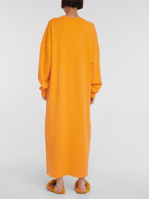 Vestido midi de cachemir con estampado de cachemira Extreme Cashmere naranja