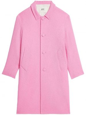 Płaszcz tweedowy Ami Paris różowy