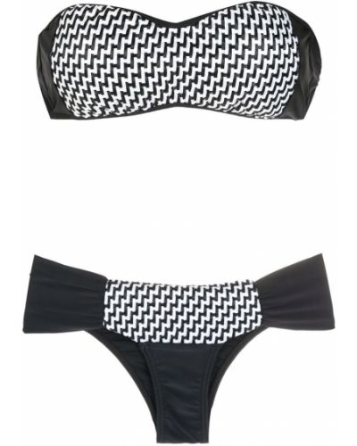Bikini à imprimé à motif géométrique Amir Slama noir
