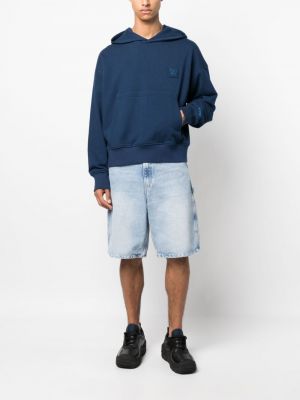 Medvilninis siuvinėtas džemperis su gobtuvu Wooyoungmi mėlyna