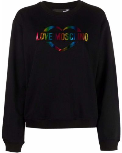 Trykt bomull sweatshirt Love Moschino svart