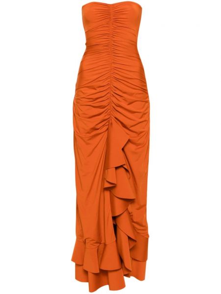 Drapírozott hosszú ruha Maygel Coronel narancsszínű