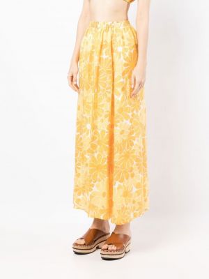 Květinové dlouhá sukně s potiskem Faithfull The Brand oranžové