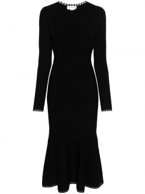 Večerní šaty s výstřihem do v Victoria Beckham černé