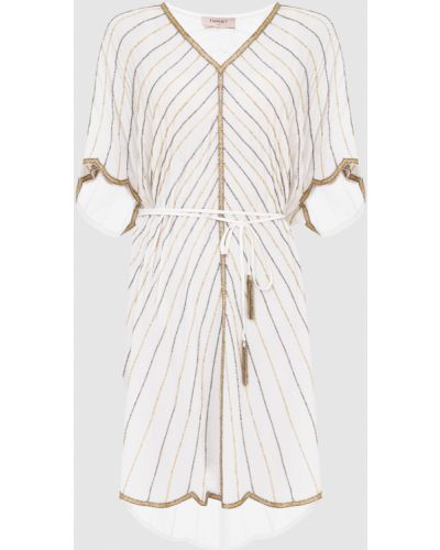 Плаття міні з вишивкою Twin-set, біле