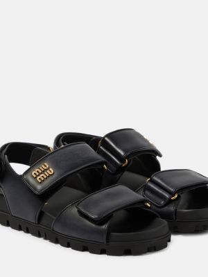 Kožené sandály Miu Miu černé