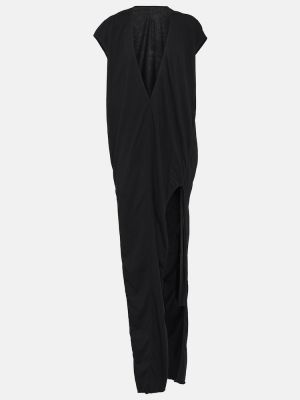 Sukienka długa bawełniana z dżerseju Rick Owens czarna