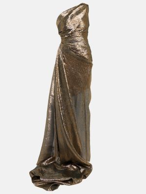 Asymetrické tylové dlouhé šaty Oscar De La Renta zlatá