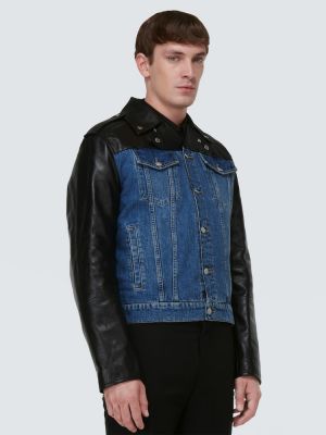 Kožená džínsová bunda Alexander Mcqueen modrá