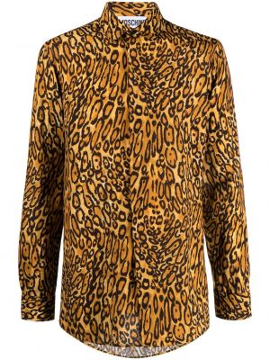 Риза с принт с леопардов принт Moschino бежово