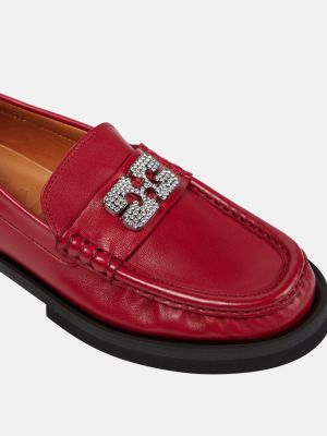 Loafers di pelle Ganni rosso