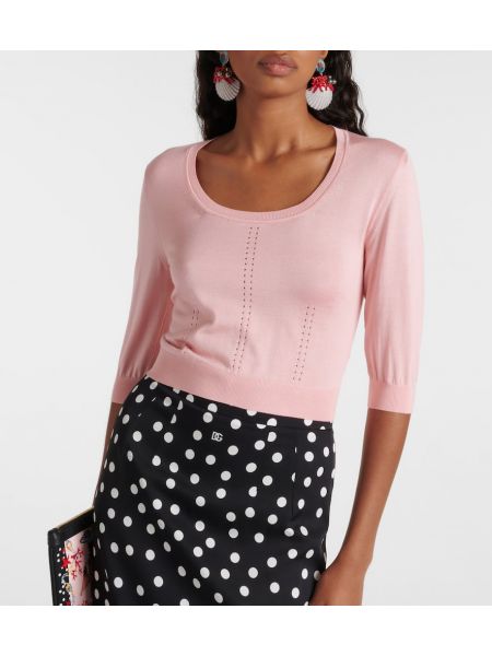 Jedwabny sweter Dolce&gabbana różowy