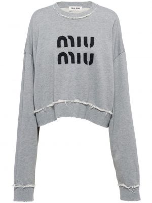 Sweatshirt mit stickerei aus baumwoll Miu Miu grau