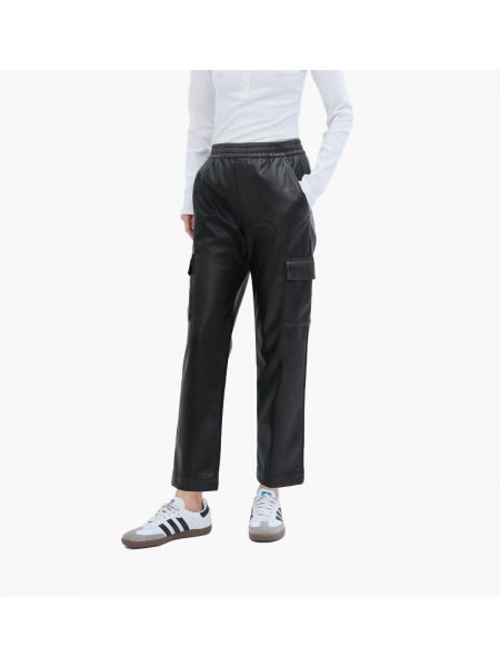 Кожаные брюки карго Gap черные