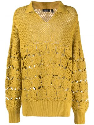 Pull en tricot à col v ajouré Five Cm jaune