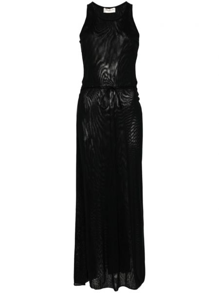 Įvyniojama suknelė iš tiulio Saint Laurent juoda