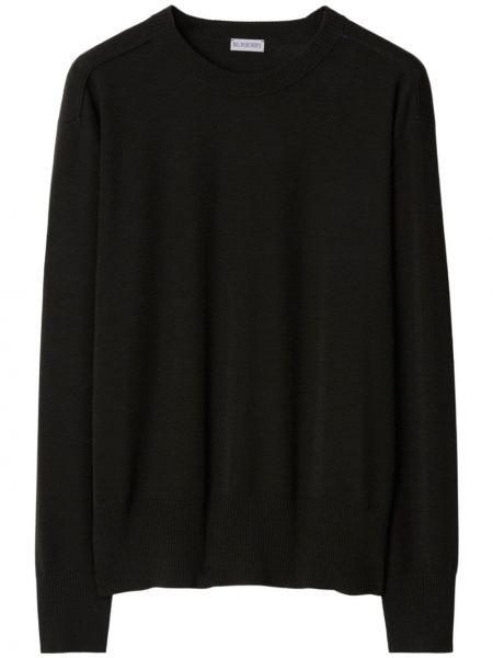 Volneni pulover z okroglim izrezom Burberry črna